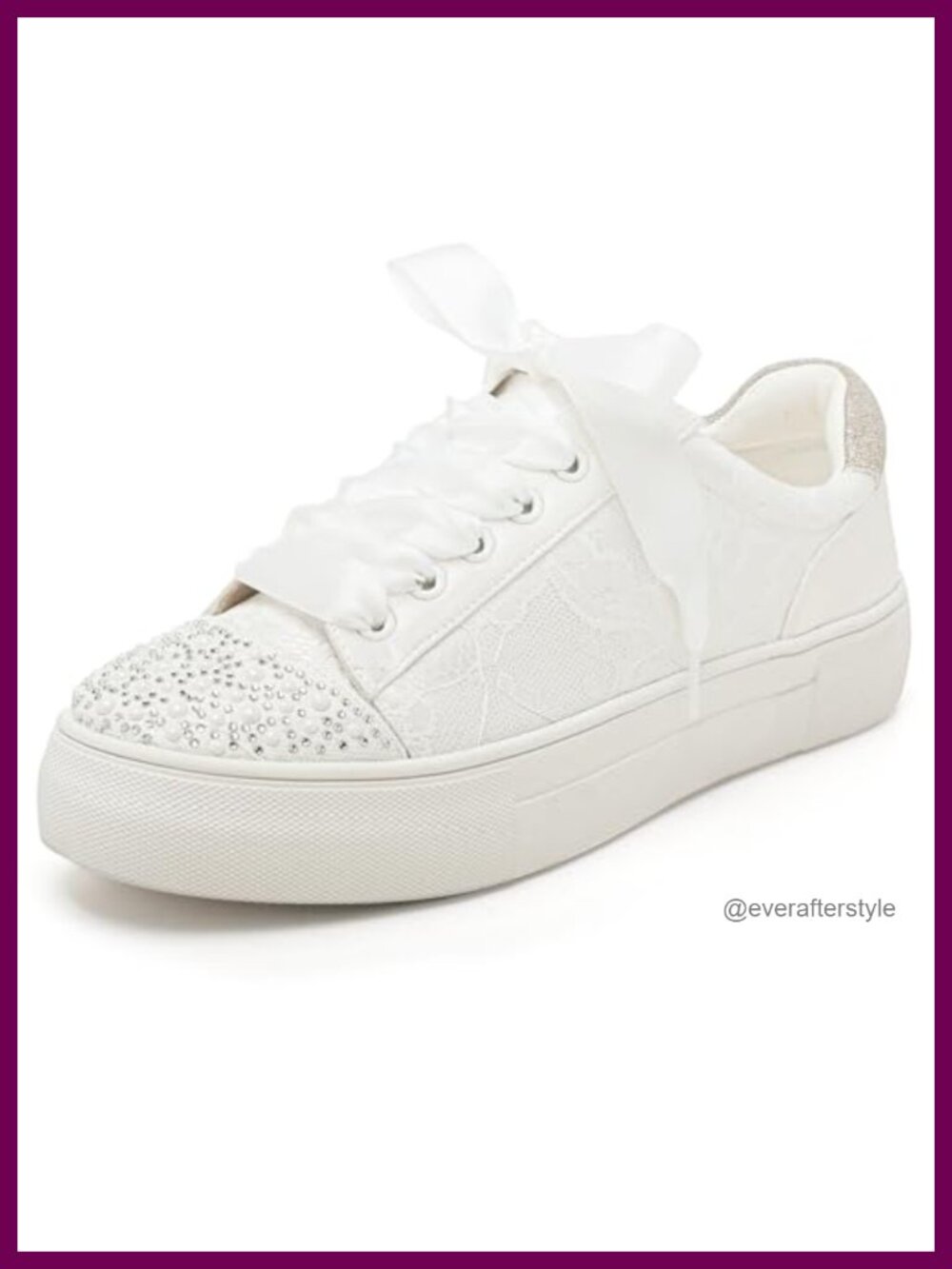 Elivandon 9994 Lace Wedding Sneakers Platform Rhinestone Bridal Shoes Tennis